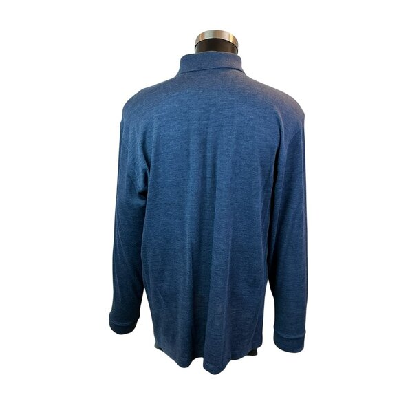 Marbas Merino Wool Long Sleeve Polo Sweater Mens Large 52 Blue Made In Italy - Picture 5 of 12